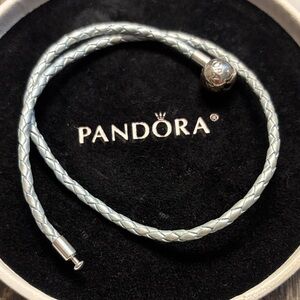 Pandora Silver Braided Leather Bracelet